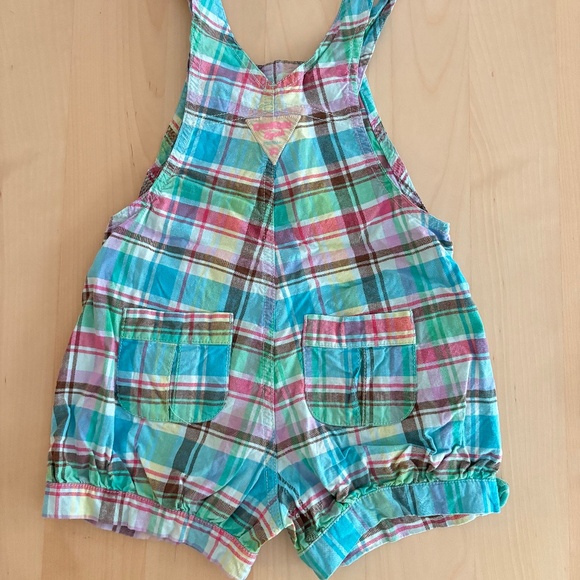 Vintage pastel plaid Oshkosh shortall 3T - Picture 4 of 8